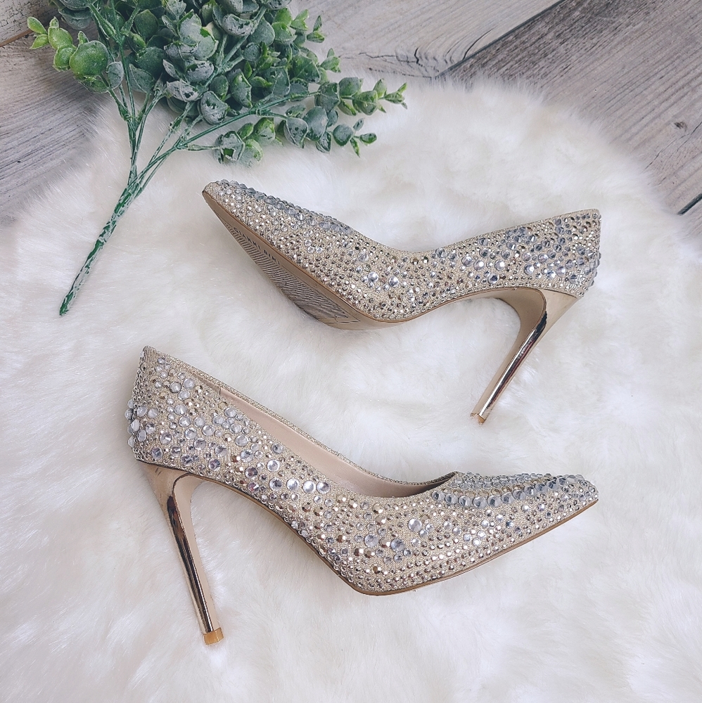 Gianni Bini Bridal Mairah Jewel Rhinestone Embellished d'Orsay Pumps Heels - Picture 3 of 9